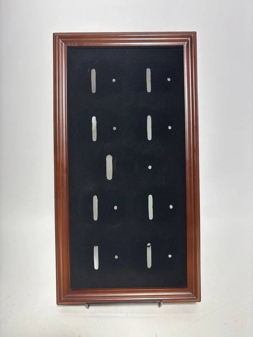 10 Belt Buckle Display Case Wall Mount Cherry Finish Black Velvet Shadow Box